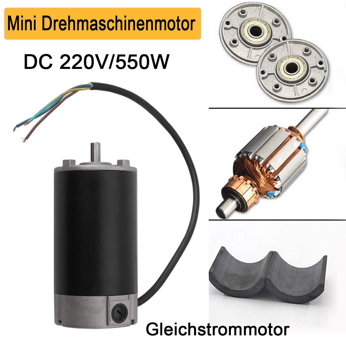 Mini Drehmaschine Motor, DC 220V 550W 6000 U/min Gleichstrommotor
