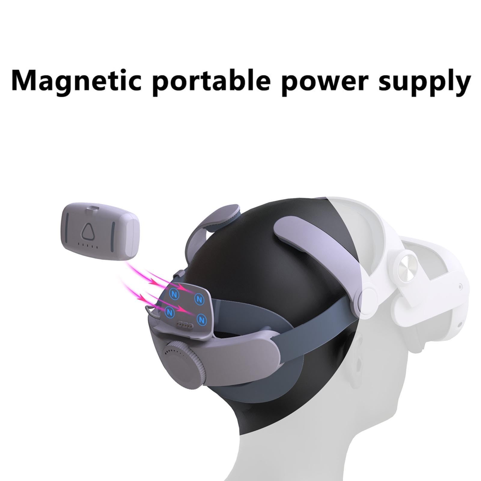 Fascia per la Testa con Batteria Ad Alta capacità da 10.000 MAh con Cerniera Regolabile a 60° per Meta 3