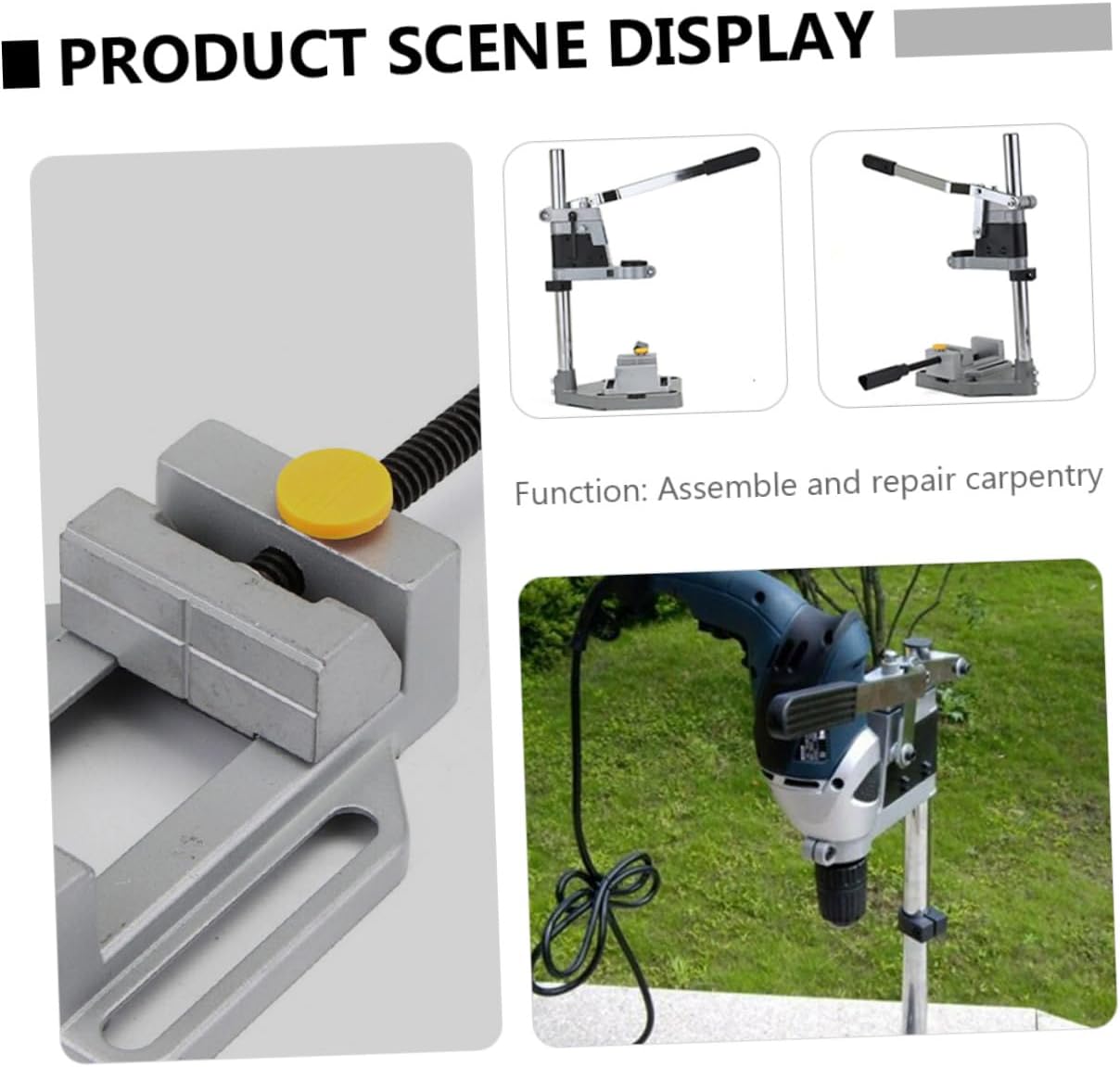 ABOOFAN Adjustable Drill Press Holder with Iron Base Single Hole Drill Rack Bench Clamp Support Tool Workshop Use