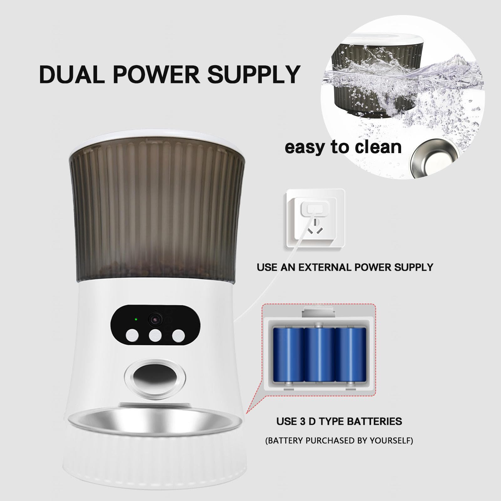 Comedero Automático para Gatos, 6L 2.4G WLAN,con App Control, Full 1080p HD Cámara y Visión Nocturna Comedero Automatico para Gatos, Comedero para Gatos