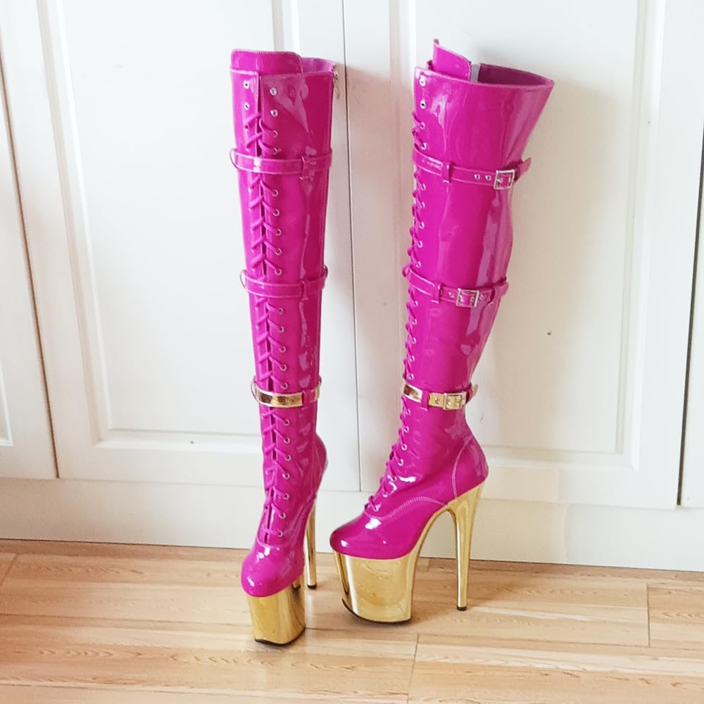 denova's Bottes à talon très haut à lacets pour femme avec fermeture éclair
