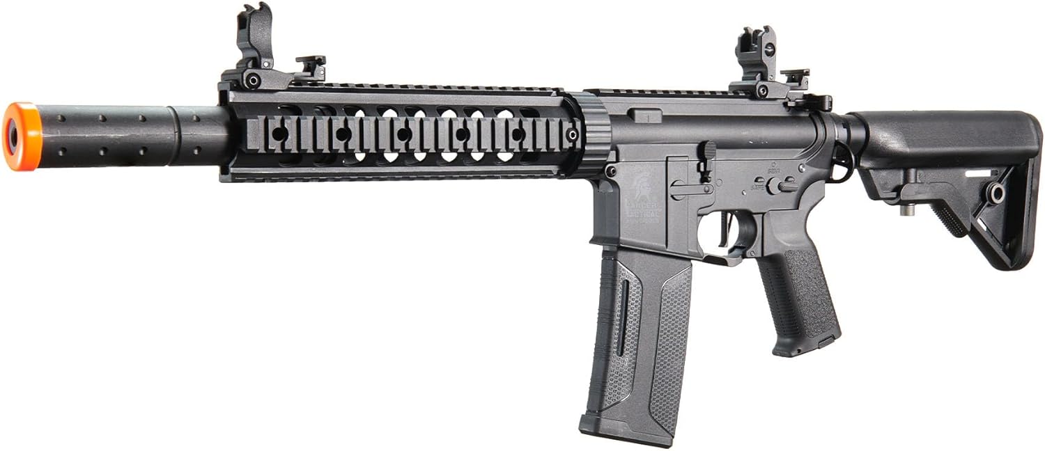 Lancer Tactical Gen 3 M4 Carbine SD 10'' Airsoft with Programmable Mosfet/ETU-Electric Full/Semi-Auto AEG Rifle (Lipo Battery & Charger Included)