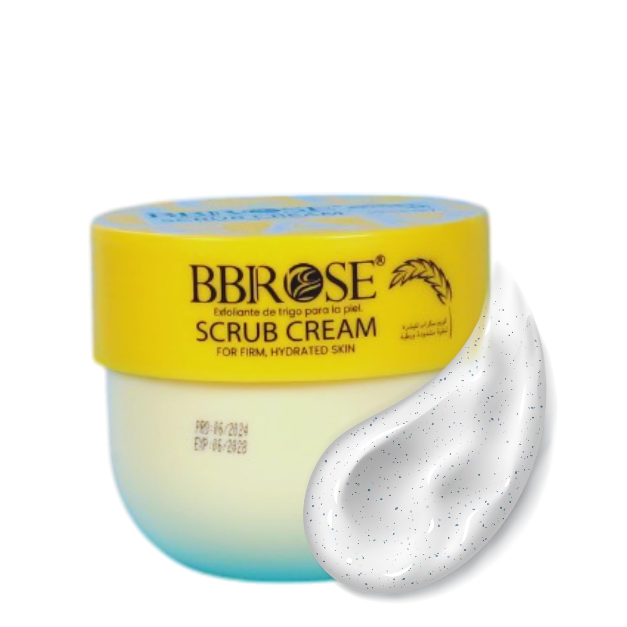 BBROSE Wheat Scrubbing Cream 300ml – Gentle Exfoliating Cream for Firm, Hydrated, and Smooth Skin – Enriched with Natural Wheat Extracts to Revitalize, Moisturize