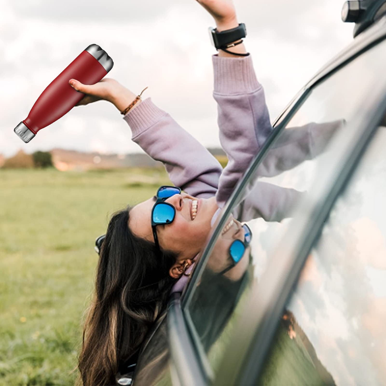 HASLE OUTFITTERS Botella de agua de acero inoxidable aislada al vacío de doble pared con tapa para deportes, viajes al aire libre a prueba de fugas