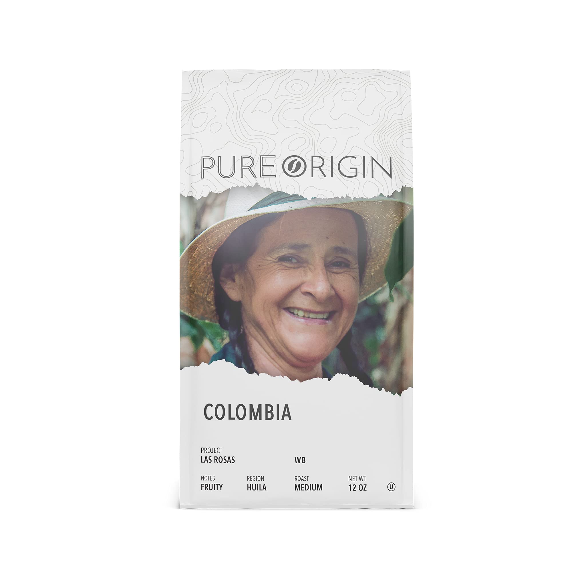 Pure Origin Coffee, Colombia - Whole Bean Coffee, Medium Roast, Ethically Sourced, Fresh Roasted Coffee Colombian, Single Origin Coffee, Smooth Flavor, Mild Acidity, Keto Coffee, Vegan - Medium Roast Whole Bean Coffee, 12 oz