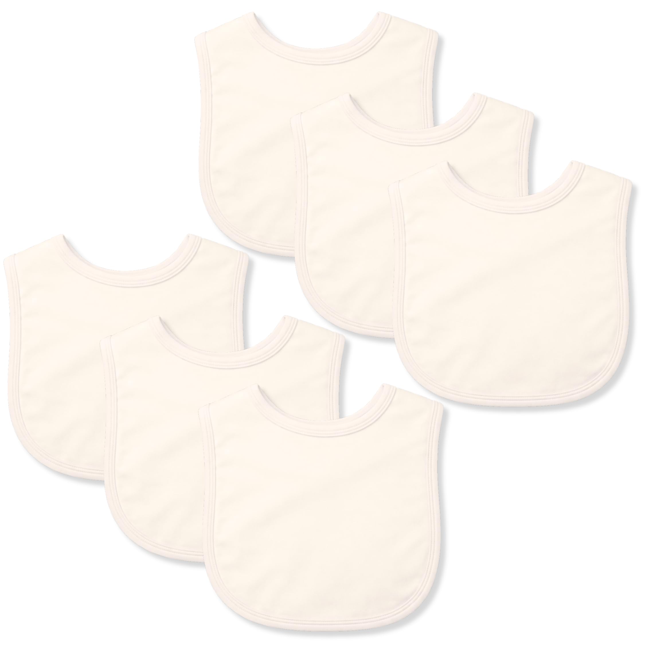 Baby Togs Men's Cream Baby Bibs, 100% Cotton Dribble Bibs For Boys & Girls 0-24 Months 3 Pack Or 6 Pack, Teething Bib, Milk Feeding Bib 6 Pack