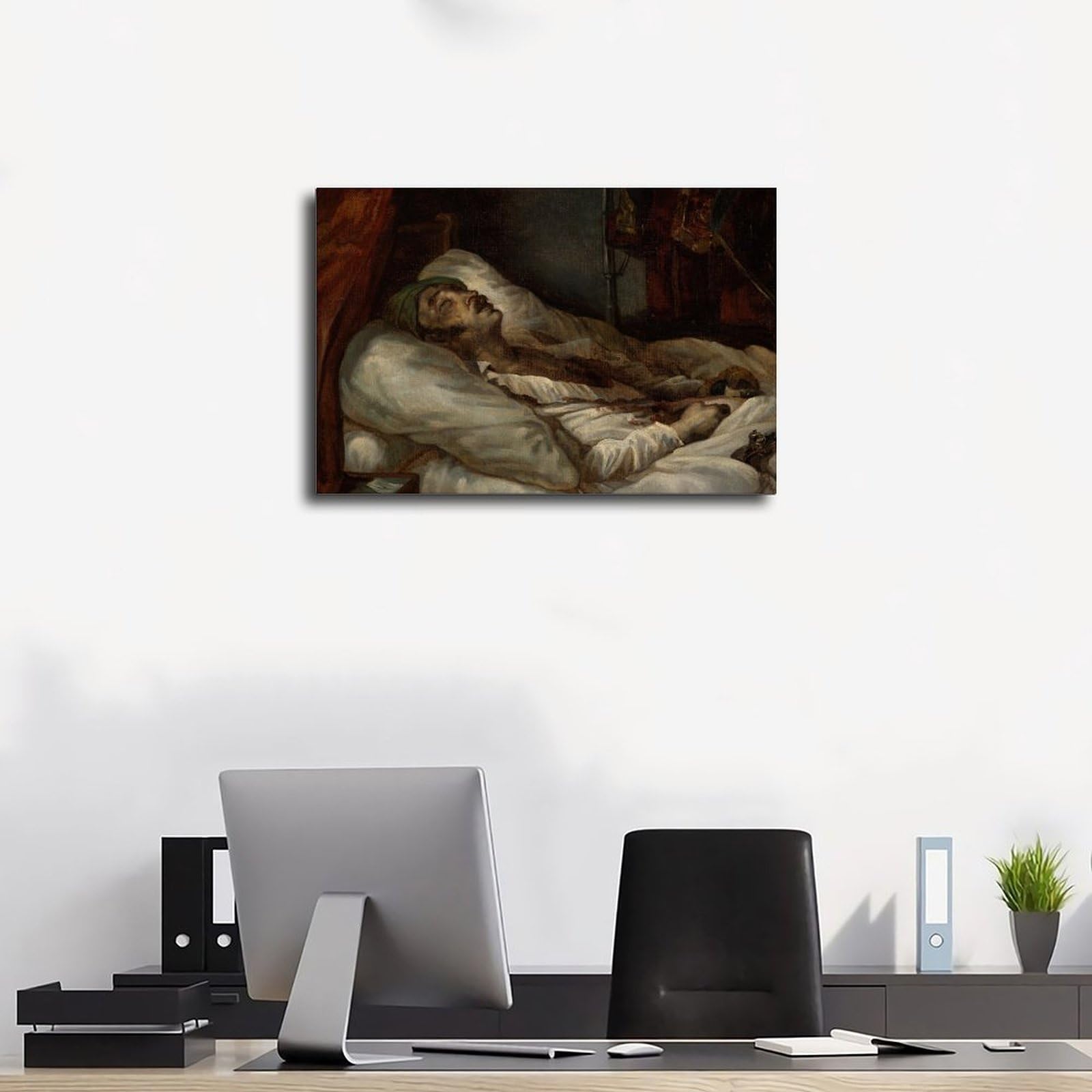 Poster su tela del generale Letellier sul letto di morte (ca. 1818-20) per decorazione della casa, idea regalo
