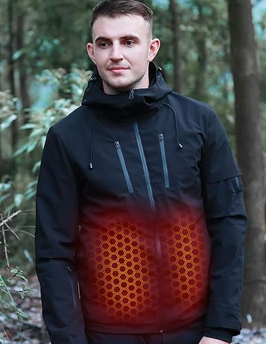 Vista 4 de WESMART Chaqueta térmica de grafeno Chaqueta impermeable unisex para pesca, caza, esquí, con batería