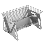 WINB Portable Folding BBQ Grill for 1-2 People - Mini Charcoal Grill for Camping, Compact Stainless Steel Fire Pit with Carry Bag, Outdoor Grill for Backyard, Hiking & Picnic (8.2X5.5 IN)