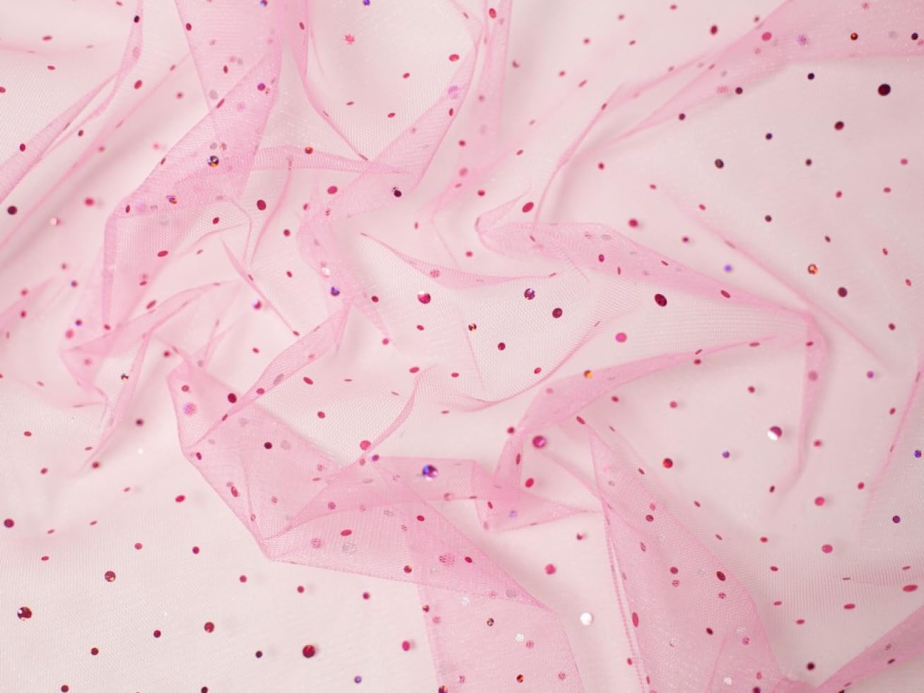 Minerva Sequin Tulle Net Fabric Pink - per metre