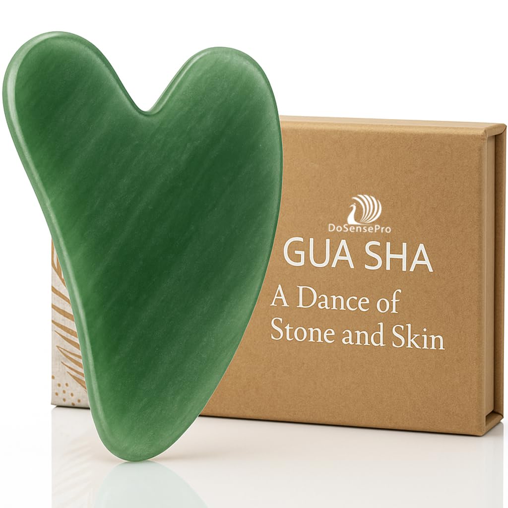Jade Gua Sha Facial Tool – 100% Natural Xiuyan Jade Authentic Stone for Face Sculpting, Puffiness Relief, Lymphatic Drainage & Skin Glow