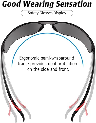 Miniatura 3 de Salfboy Anteojos de seguridad para hombres y mujeres, ANSI Z87.1, gafas de seguridad a granel con protección UV, resistentes a los arañazos