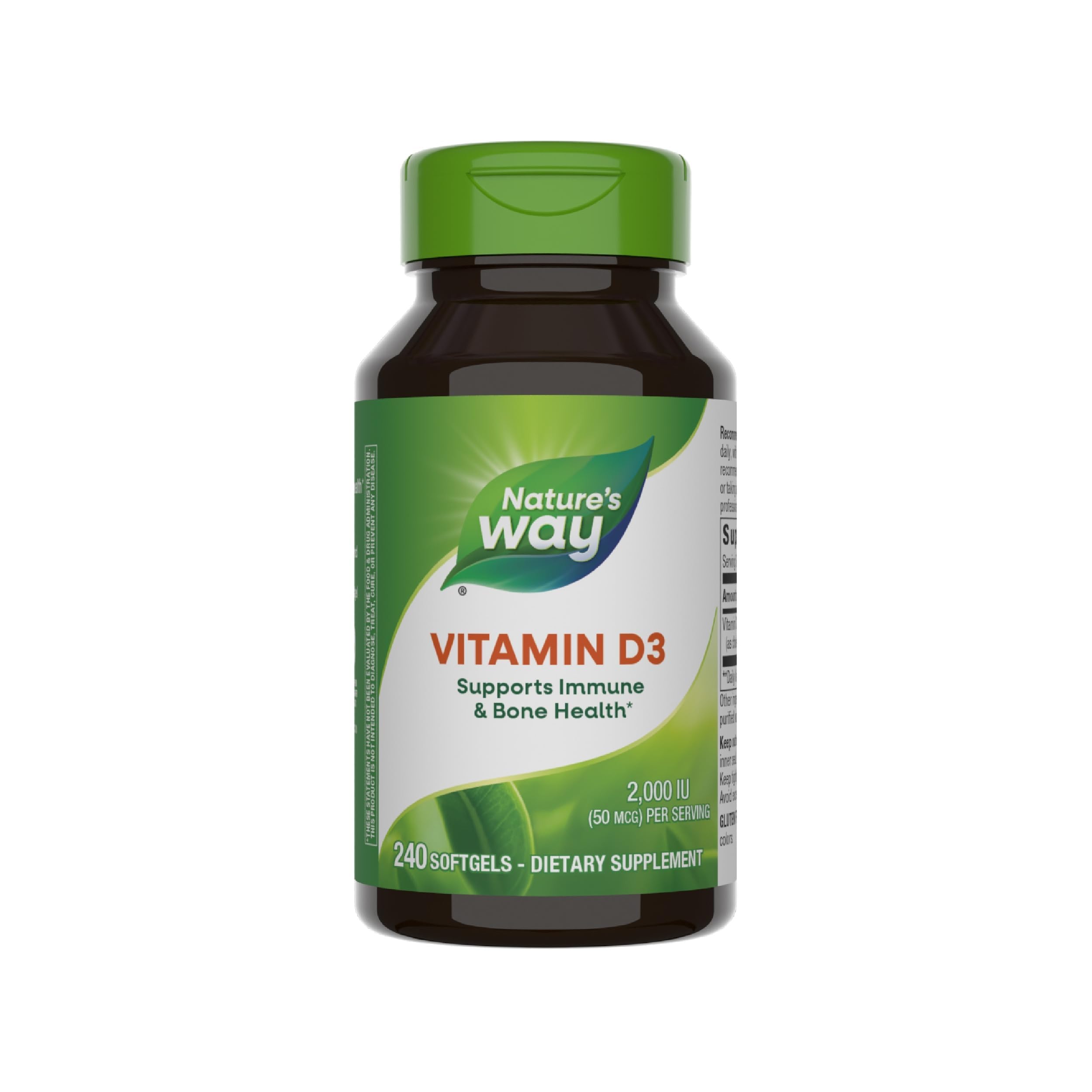 Nature's WayVitamin D3 Extra Strength(1), Supports Bone Health and Immune Function*, 2000 IU (50 mcg per Serving), 240 Softgels (Packaging May Vary)