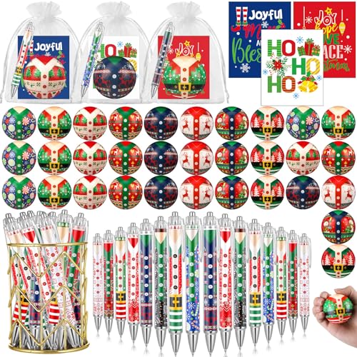 Spakon 128 Pcs Christmas Heart Stress Ball and Ballpoint Pens