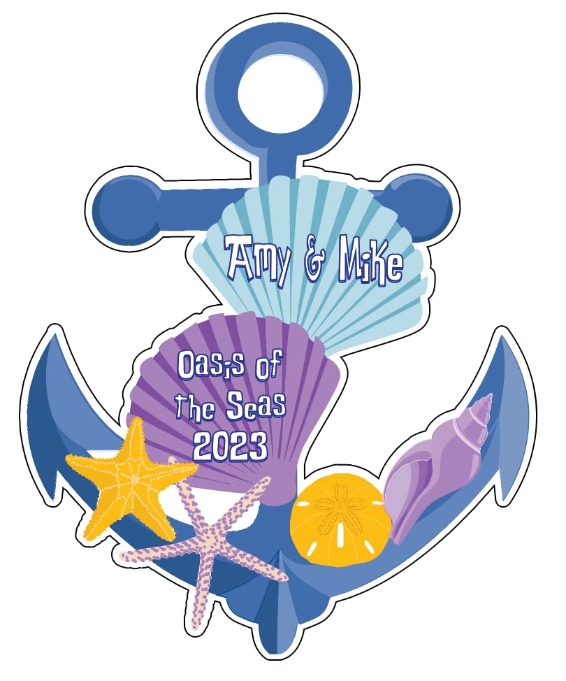 Large Anchor Sea Shells Magnet Customized for your Stateroom Door on your Disney Cruise, Carnival, Royal Caribbean, etc. - Personalized disponible en Yaxa Peru