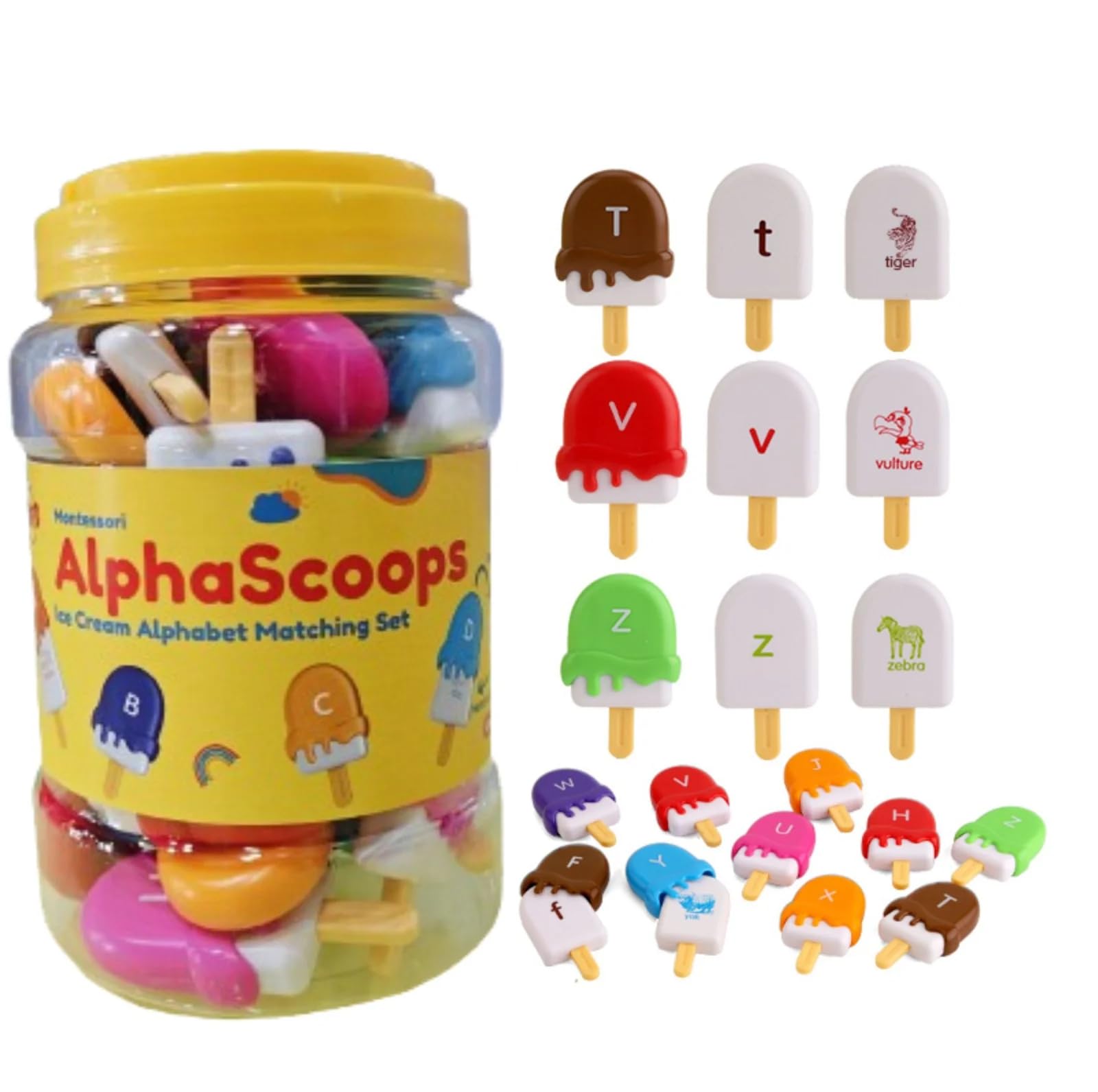 Infant Annihilator 1st＋3rd(2ndケースオマケ) Open Ended Alpha Scoops Montessori Ice Cream Alphabet Matching Toy