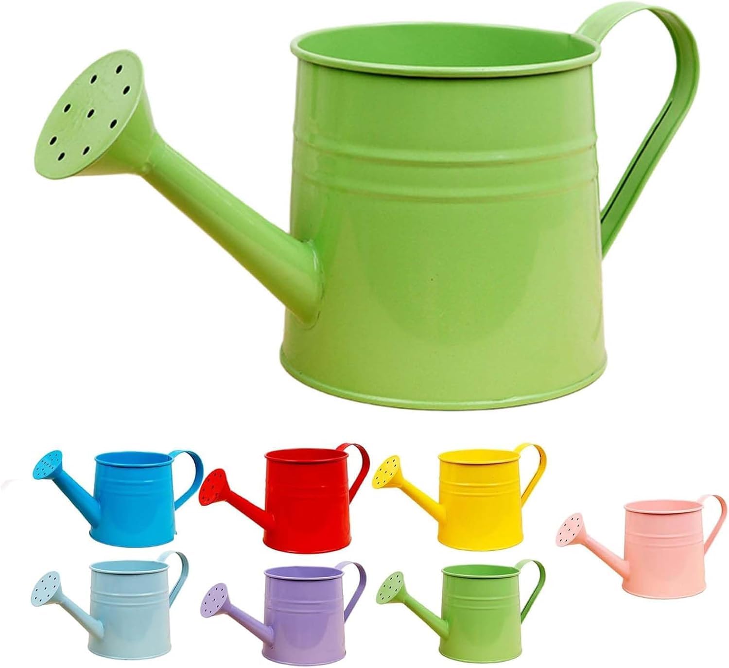 Small Watering Can, 1L Metal Flower Garden Watering Can with Handle, Gardening Tool Accessories Sprinkling Can for Kids Outdoor Indoor Plants Lawn (Green)