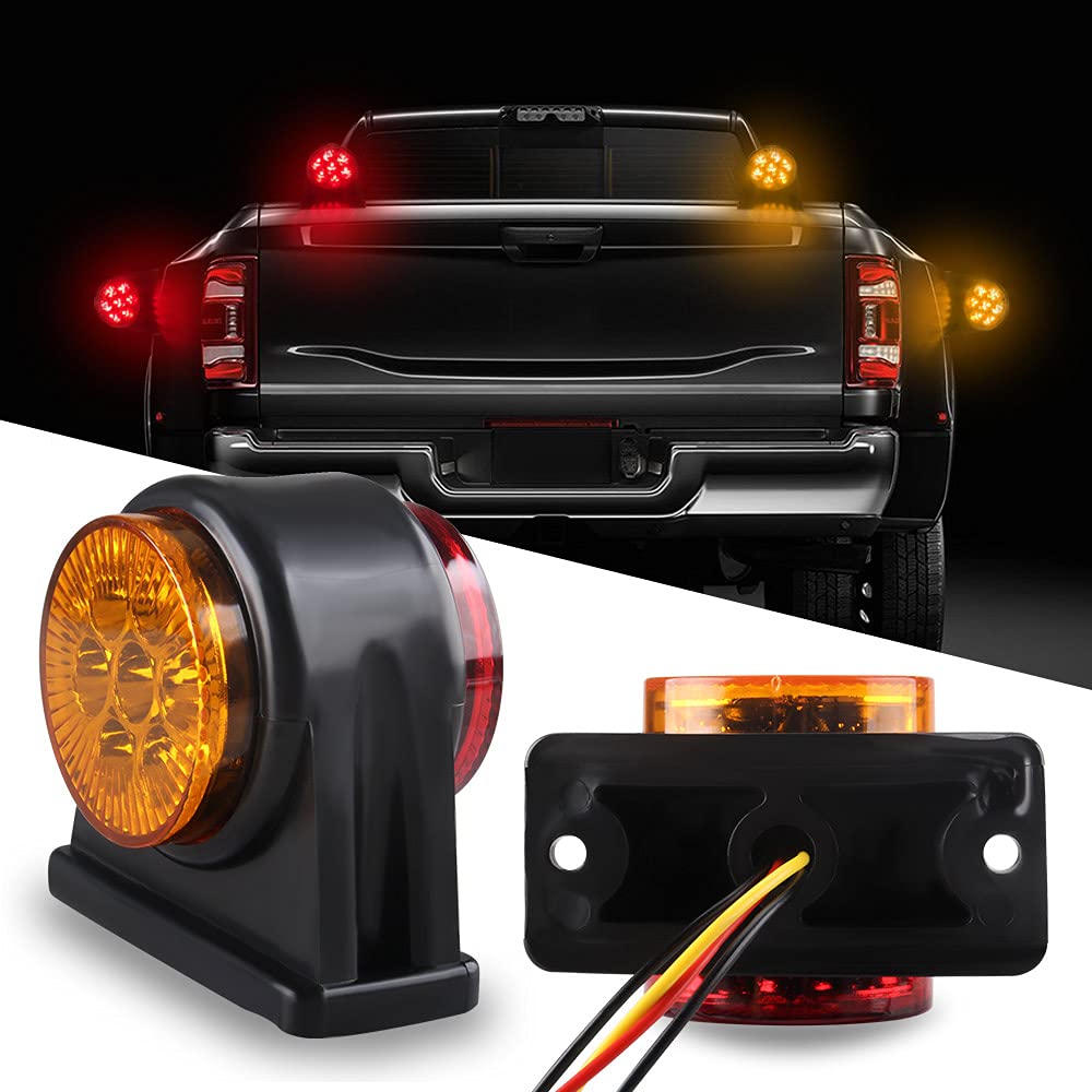 Teguangmei 14LED Trailer Side Marker Lights, Amber+Red Front Rear Side Marker Lights Indicator Lamps Waterproof Surface Mount Suitable for Car Truck Trailer Caravan Lorry Boat RV SUV Camper DC12-24V