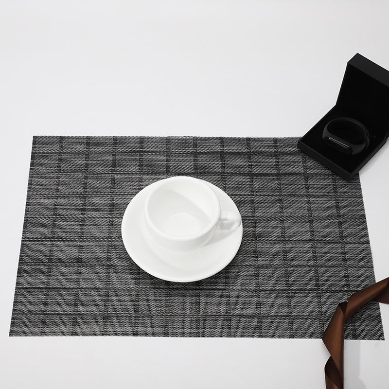 Manteles Individuales para Mesa Lavables Plastico 30X45Cm Geometría Gris Mantel Individual Fácil De Limpiar Mantel Individual Plastico para Cocina, Salón, Jardín O Comedor