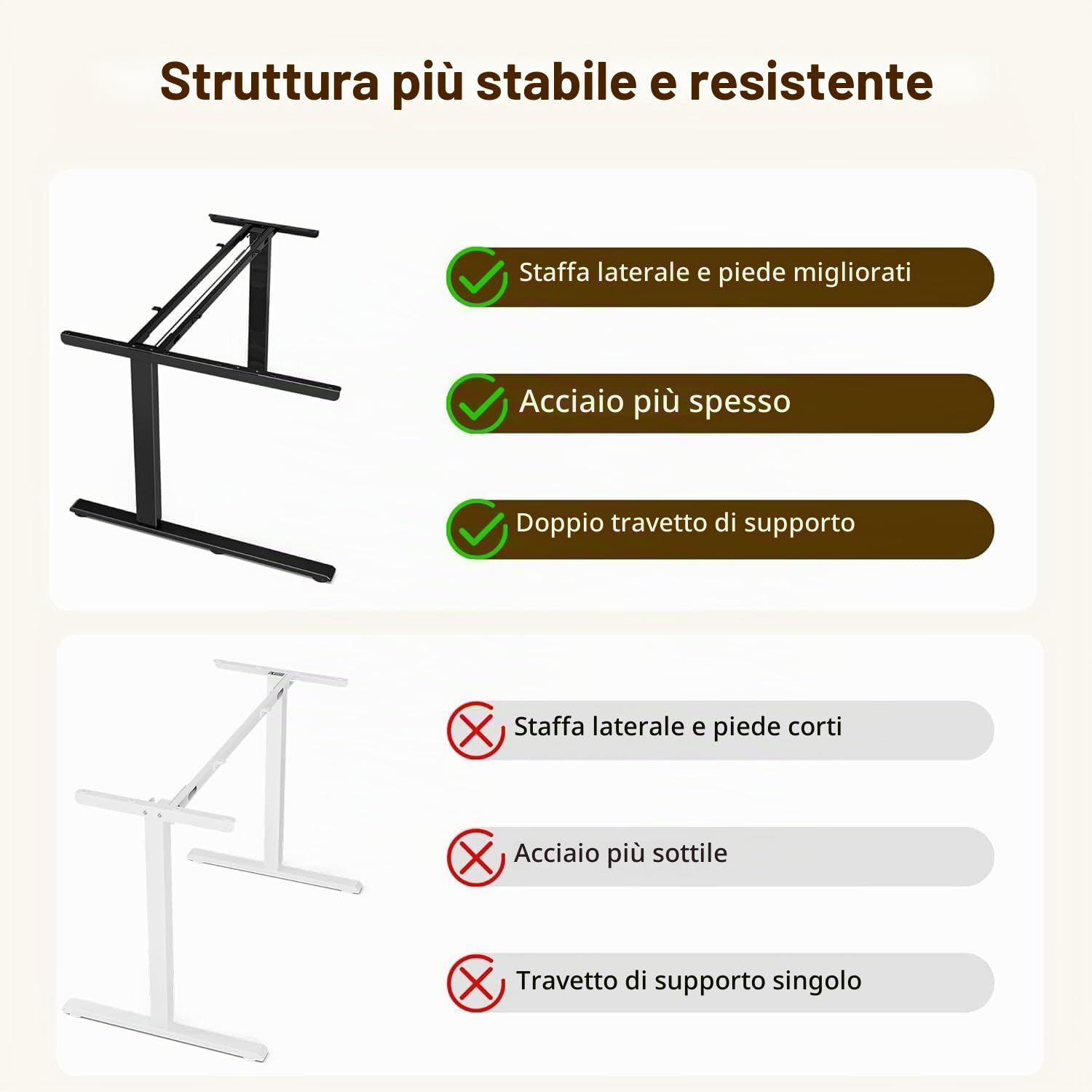 Acrolix Scrivania angolare regolabile in altezza, forma L, 130 x 80 cm, altezza elettrica, regolabile in altezza, ergonomica, L con portabevande e ganci, stabile tavolo da ufficio, marrone chiaro