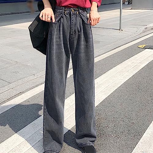 Womens Relaxed Straight Leg Jeans Y2K Teen Girls High Waist Casual Button Trendy Vintage Boyfriend Stretch Fit Jeans2