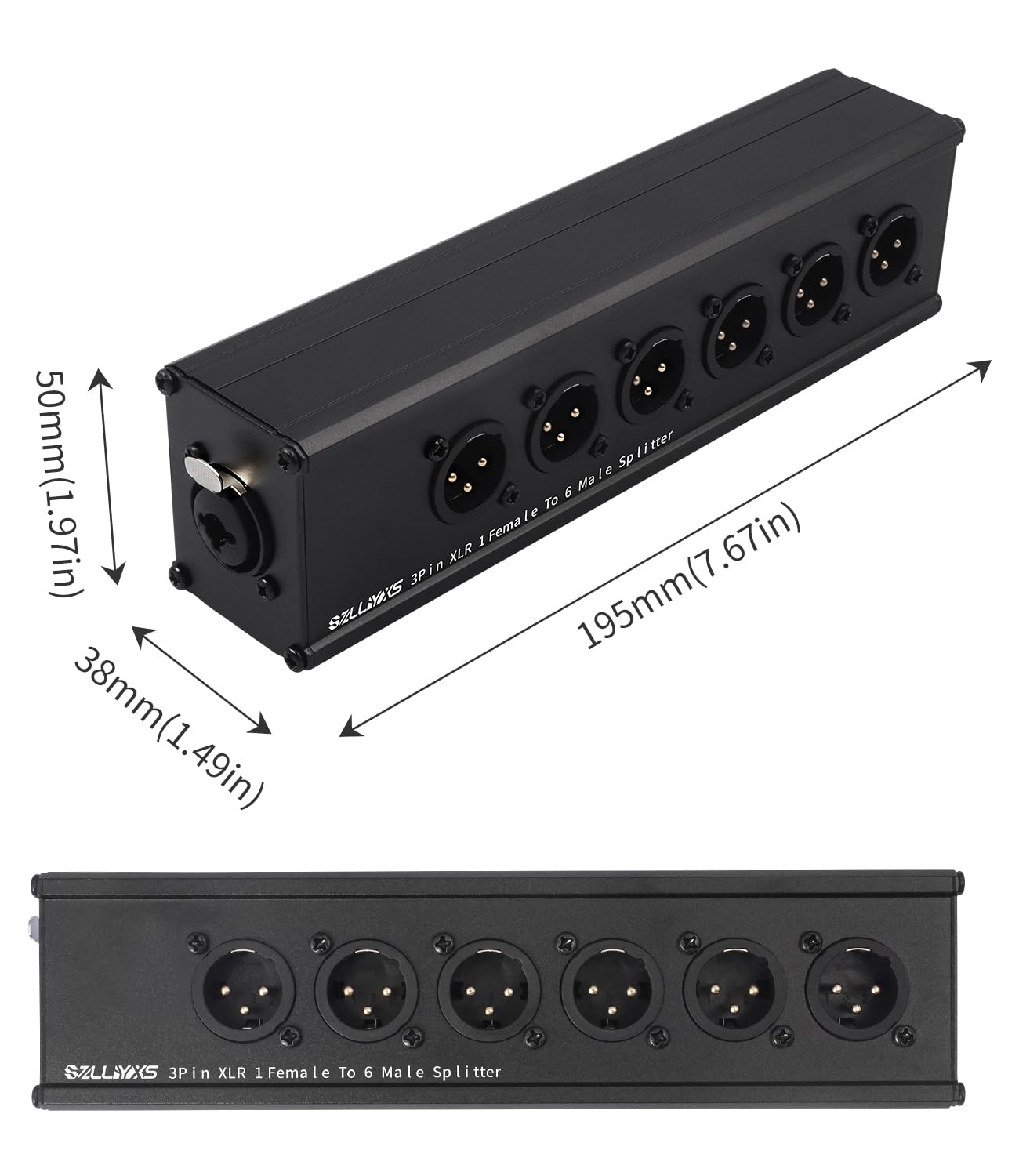 3-poliger XLR 1/4 TRS-Buchse auf 6 XLR-Stecker, 1-in-6-Out-Splitter-Adapter, professioneller symmetrischer paralleler 6-Wege-XLR-Einzeleingang auf sechs Ausgänge, Adapter für Mixer, Mikrofon