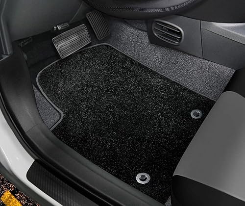 Miniatura 2 de CarsCover Alfombrillas delanteras y traseras para coche Fiat 500500C 2012-2019 de ajuste personalizado, cojín pesado Ultramax negro asfalto