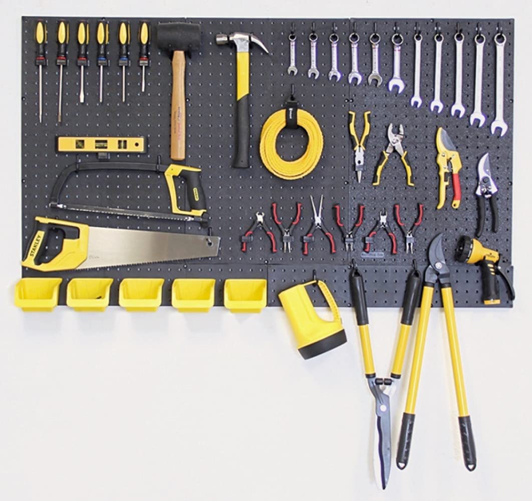 WallPeg - Ultimate Garage Organization Solution! 48" Wide Kit (PK 129 B) Peg board Wall Organizer, Garage Shelving, Tool & Garden Tools Storage, Craft Organizer with Locking Pegboard Hooks