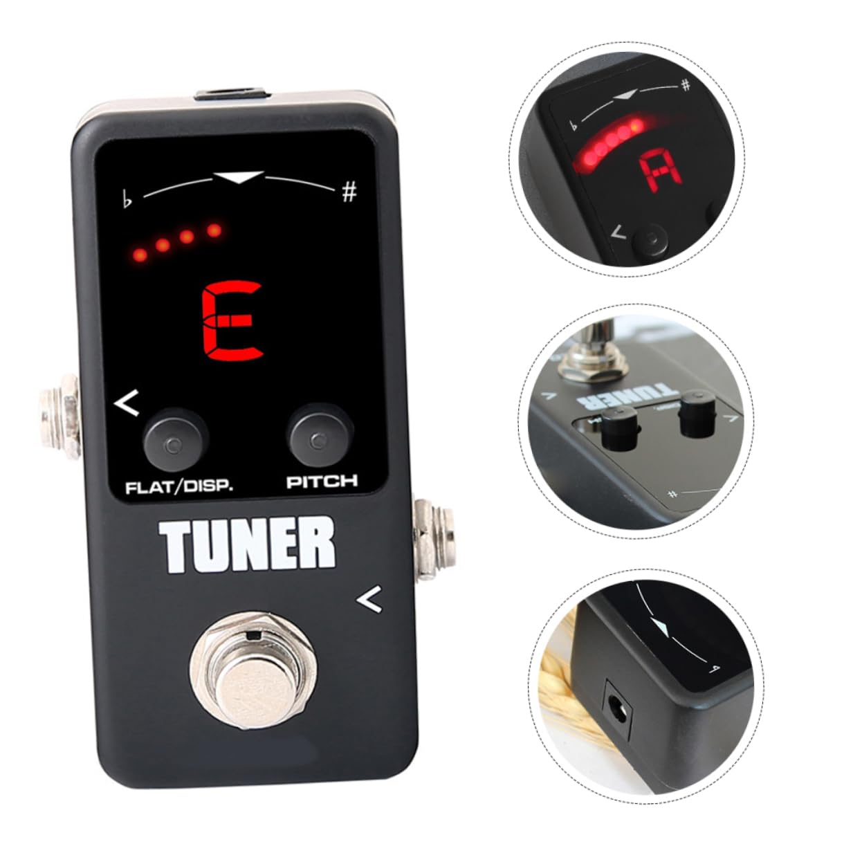 Accordeur de Guitare Électrique Noir en Aluminium, Réglage Précis | Format Mini, Alimentation 9 V, Impédance D’entrée 1 Mω et Sortie 10 Kω