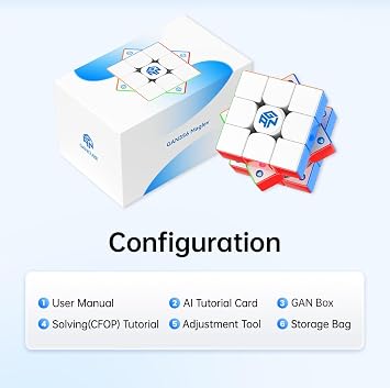 CuberShop GAN 356 MagLev Frosted Stickerless 3x3 Speed Cube, Gans Upgraded 2023 GAN 356 M MagLev Pro Version, Smooth & Fast 3 by 3 Gan MagLev Magic Cube (Stickerless Frosted Primary Internal)