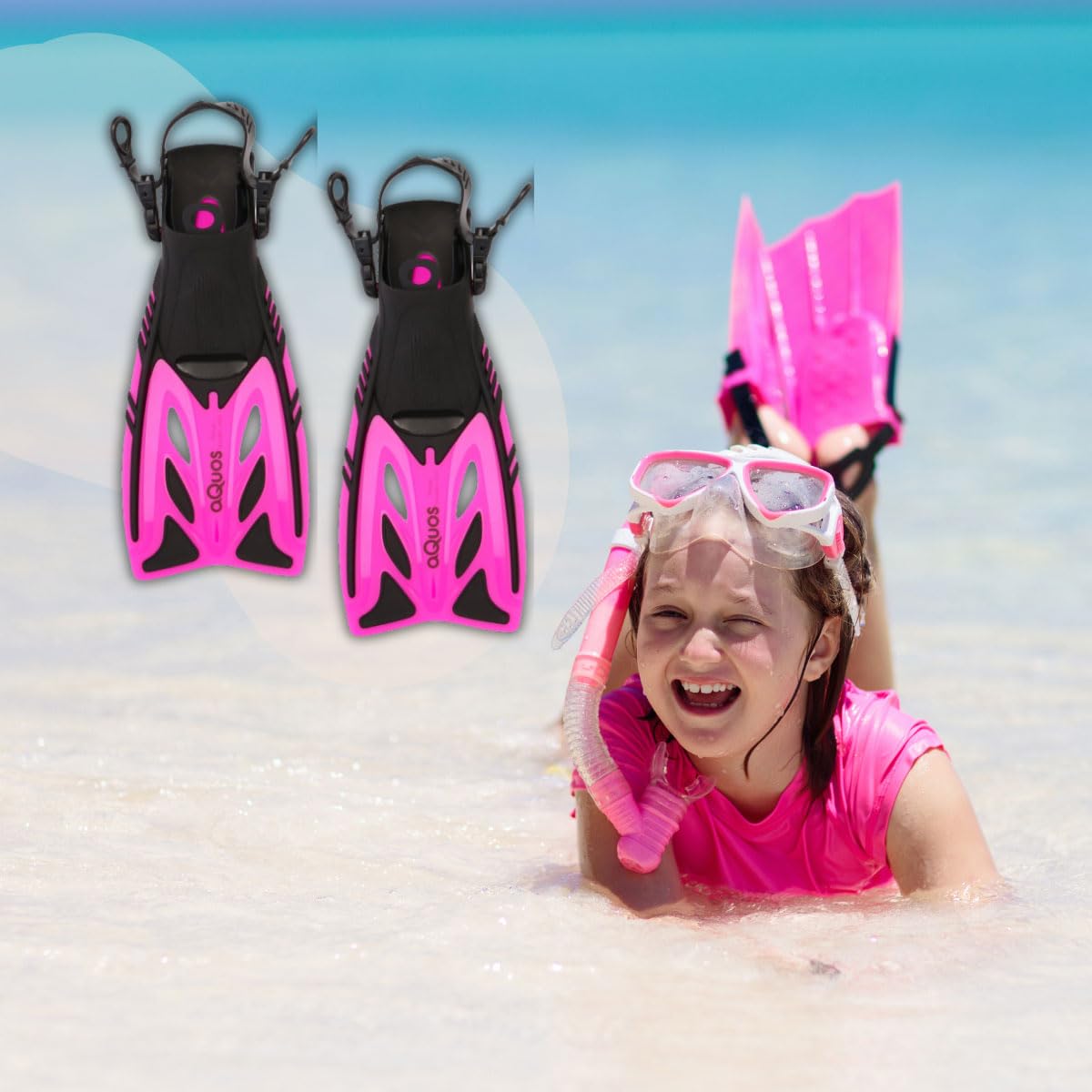 Aquos Kinder Flossen Pelican Taucherflossen verstellbar 27-31 32-37 mitwachsend
