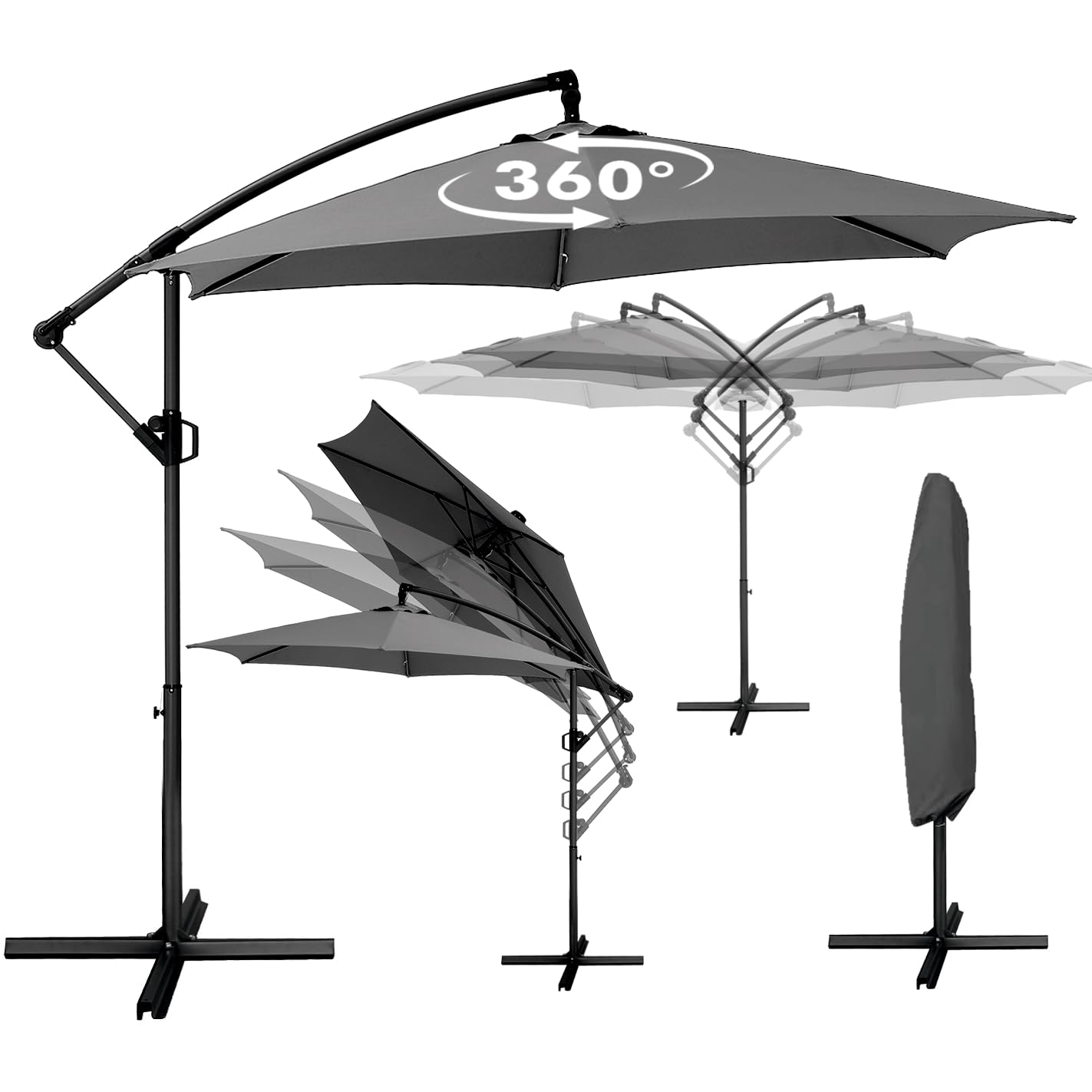 Mallorca-Elite Ø300 cm 360° Drehbarer ALU Gartenschirm UV-Schutz Wasserabweisend 521815
