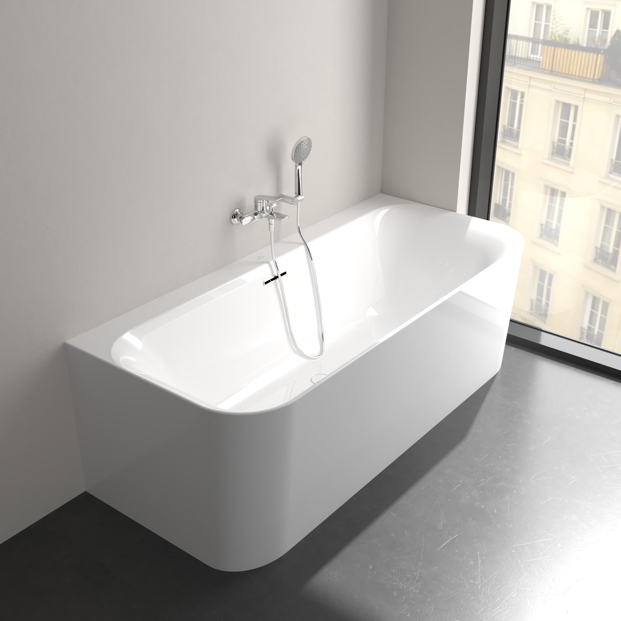 Villeroy & Boch Oasis Badewannenarmatur, Aufputz Montage – Chrom | Rückflussschutz, mit Strahlregler, Umstellfunktion, TVT11500100061