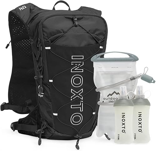 INOXTO Mochila de hidratación, mochila de agua con bolsa de agua a prueba de fugas de 2 litros, chaleco de hidratación para hombre, mochila para