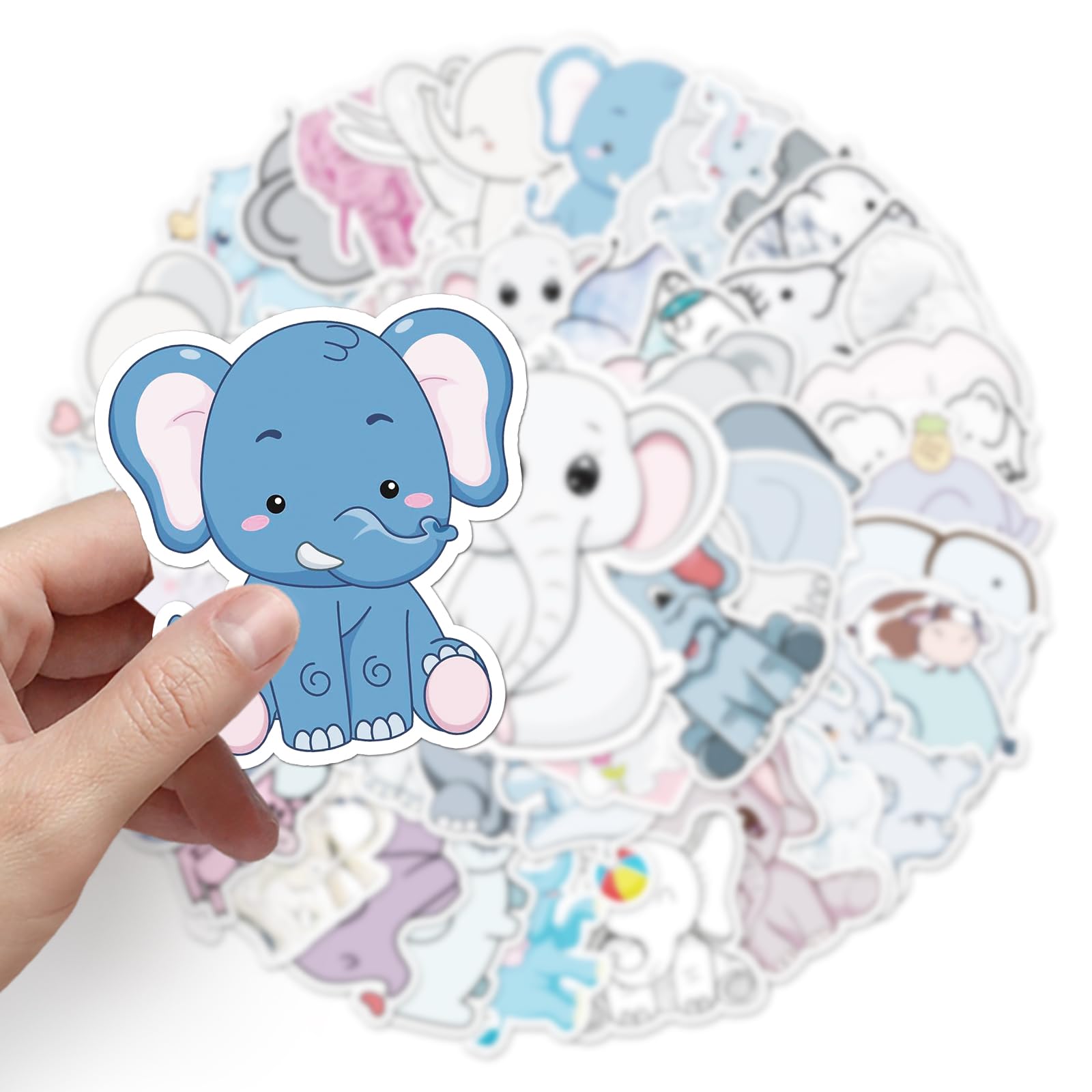 Adkumil 50Pcs Elephants Animals Stickers Cool Stickers no Repeat Stickers for Kids Adults Teens Waterproof Vinyl Sticker for Luggage Computer Skateboard Bike for for Kids Teens Girls (Elephants) - Image 3