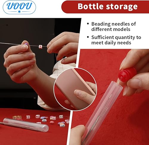 Miniatura 6 de El juego de agujas de cuentas incluye 60 agujas de hilo largas y rectas + 10 agujas de cuentas de ojo grande, agujas de bordado con caja de agujas,