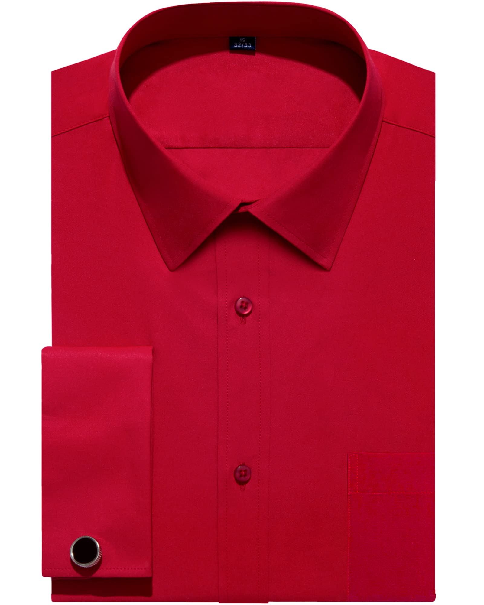 J.VER Men's French Cuff Dress Shirts Regular Fit Long Sleeve Spread Collar Metal Cufflink