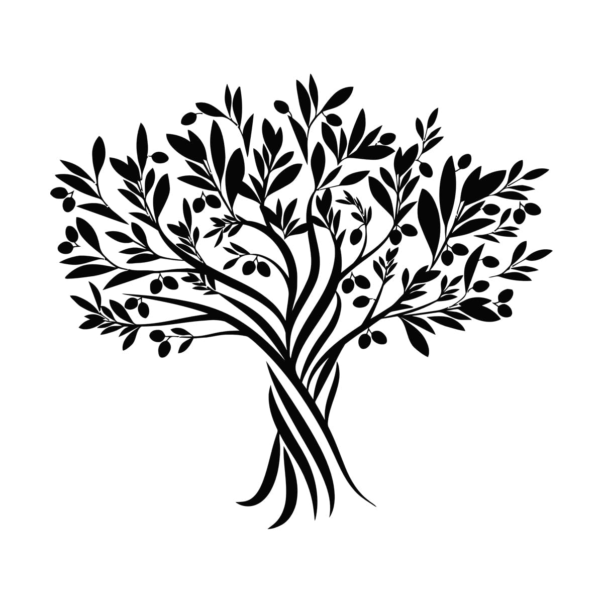 Vinyl Wall Stickers Black and Green Olives Tree Branch Garden Natural 54x60.3cm Art Decoration Large Black