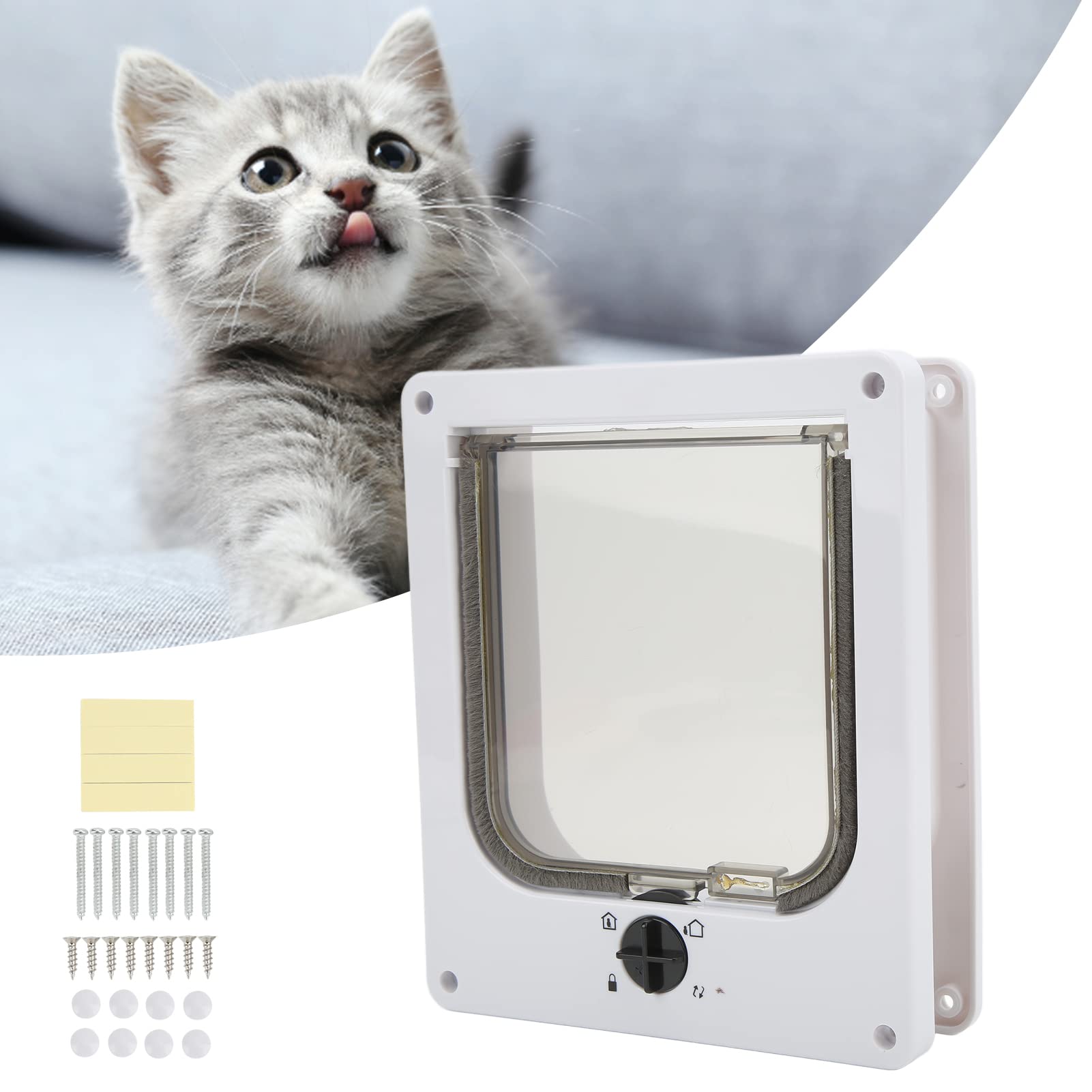 Haustierklappe für Katzen und kleine Haustiere, magnetische Katzentür innen und außen mit 4 Verriegelungsmodi, leise, sichere Haustiertür aus ABS-Acryl für Hasen und kleine Tiere,