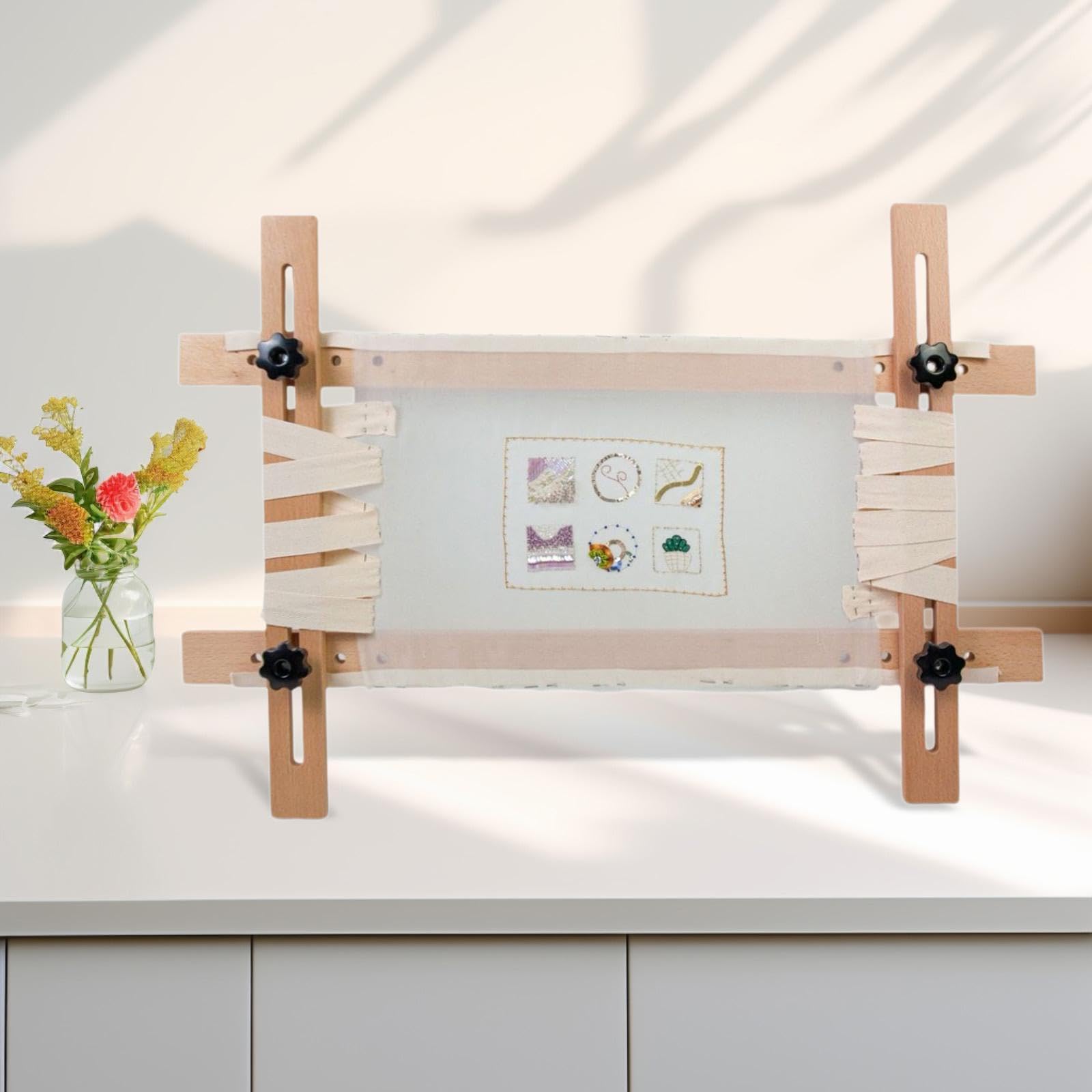 Milageto Bastidor para Bordado de, Soporte de Madera Maciza Portátil Y Multifuncional