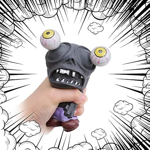 Zombie Squeeze Toys,Stress Relief Relieve Hand Fidget ,Toys for Kids and Adults, Sensory Therapy Toys for ADHD Autism Stress Anxiety (Black-Zombie) Cover
