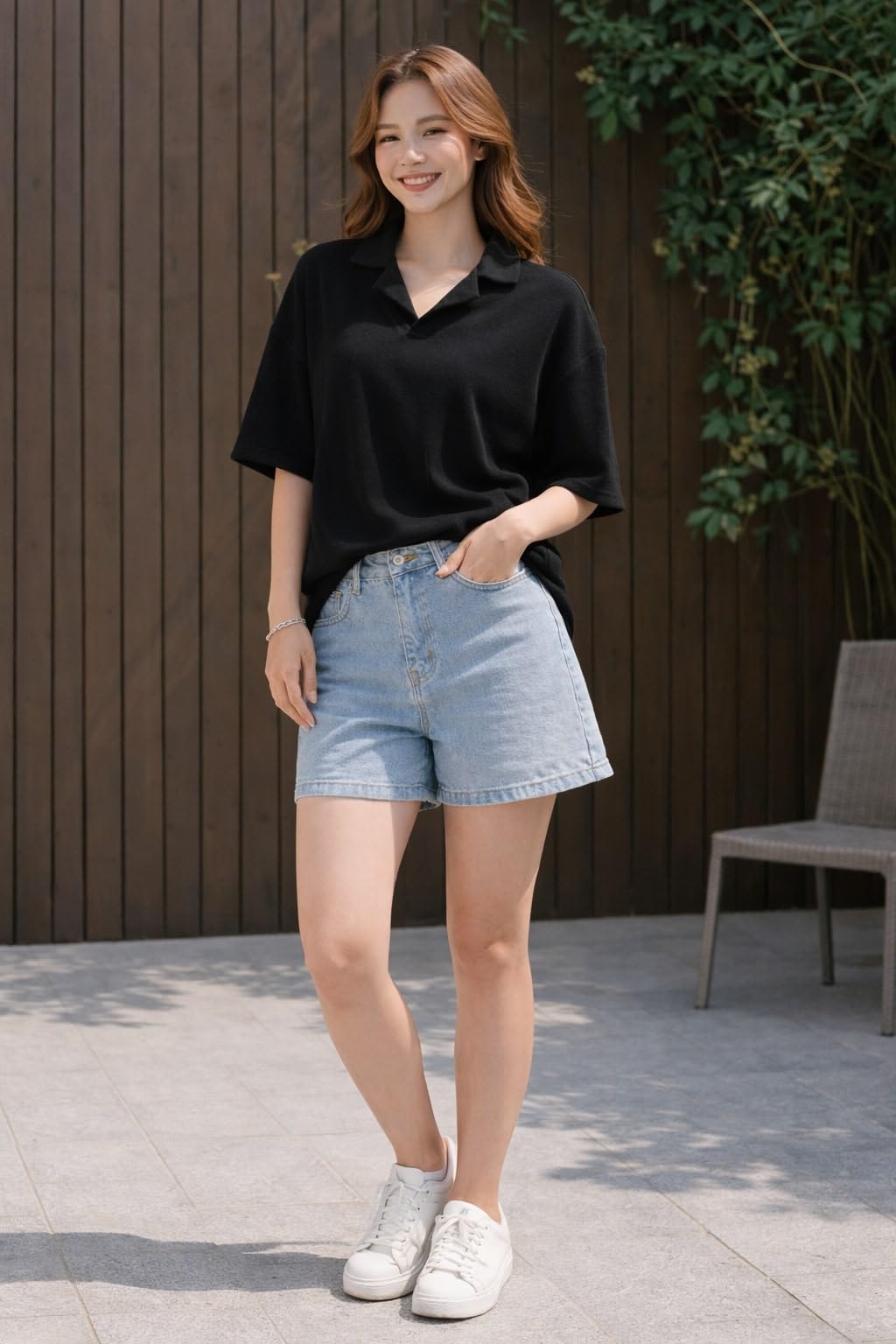 Zilcon Oversized Tshirts for Women V-Neck Summer Short Sleeve Casual Loose Top (Black_L (l)) 3