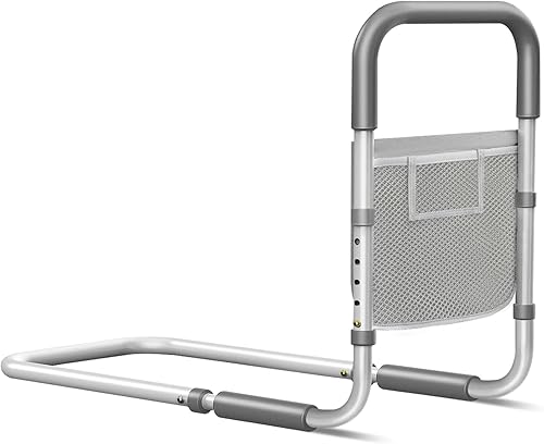 Rieles de cama para adultos mayores rieles ajustables de asistencia de cama para personas mayores y pacientes con bolsa de almacenamiento - Barra de