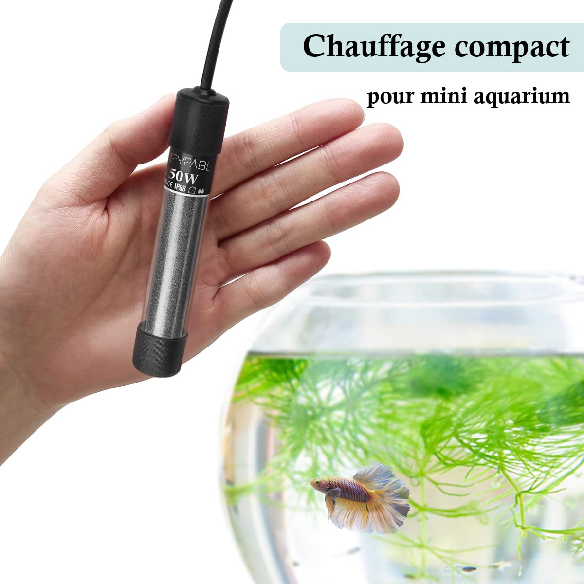 Chauffage Submersible pour Aquarium, 25W 50W 100W 300W Mini Chauffage d'Aquarium avec Régulateur de Température Externe, pour Chauffage d'Aquarium de Poissons et de Tortues 3-300L