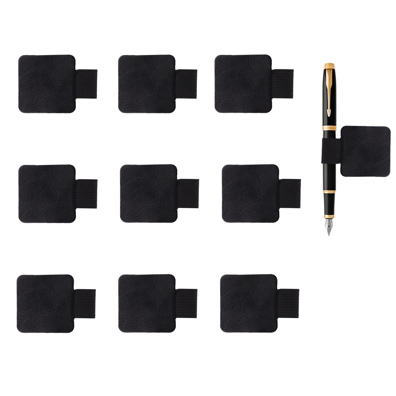 Tuwonwa 10 PCS Self Adhesive Pen Loop Holder, for Notebooks, Journals, Diaries, Planners, Strong PU Leather Stick, On Stylus Holder, Elastic Pen Loop for Pencils and More, Pen Holder For Notebook