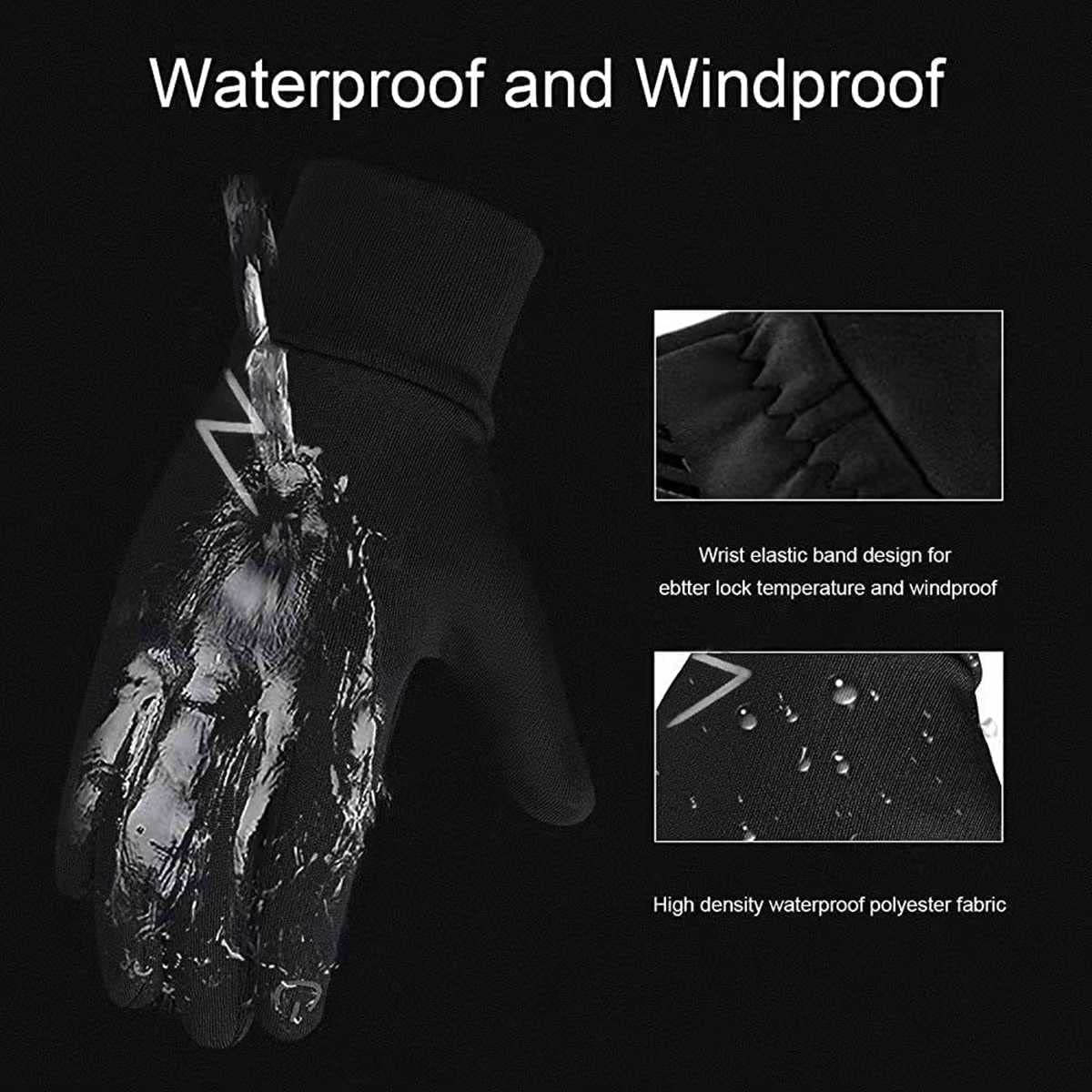 Habiba Mitones Guantes cálidos de Invierno, Mitones Reflectantes de Pantalla táctil, Guantes de Dedo Completo para Hombres y Mujeres para Deportes al Aire Libre, Negro Útil