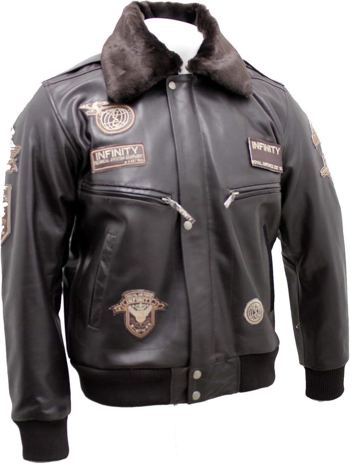 Infinity Men's Cow Hide Leather Flight Bomber Jacket