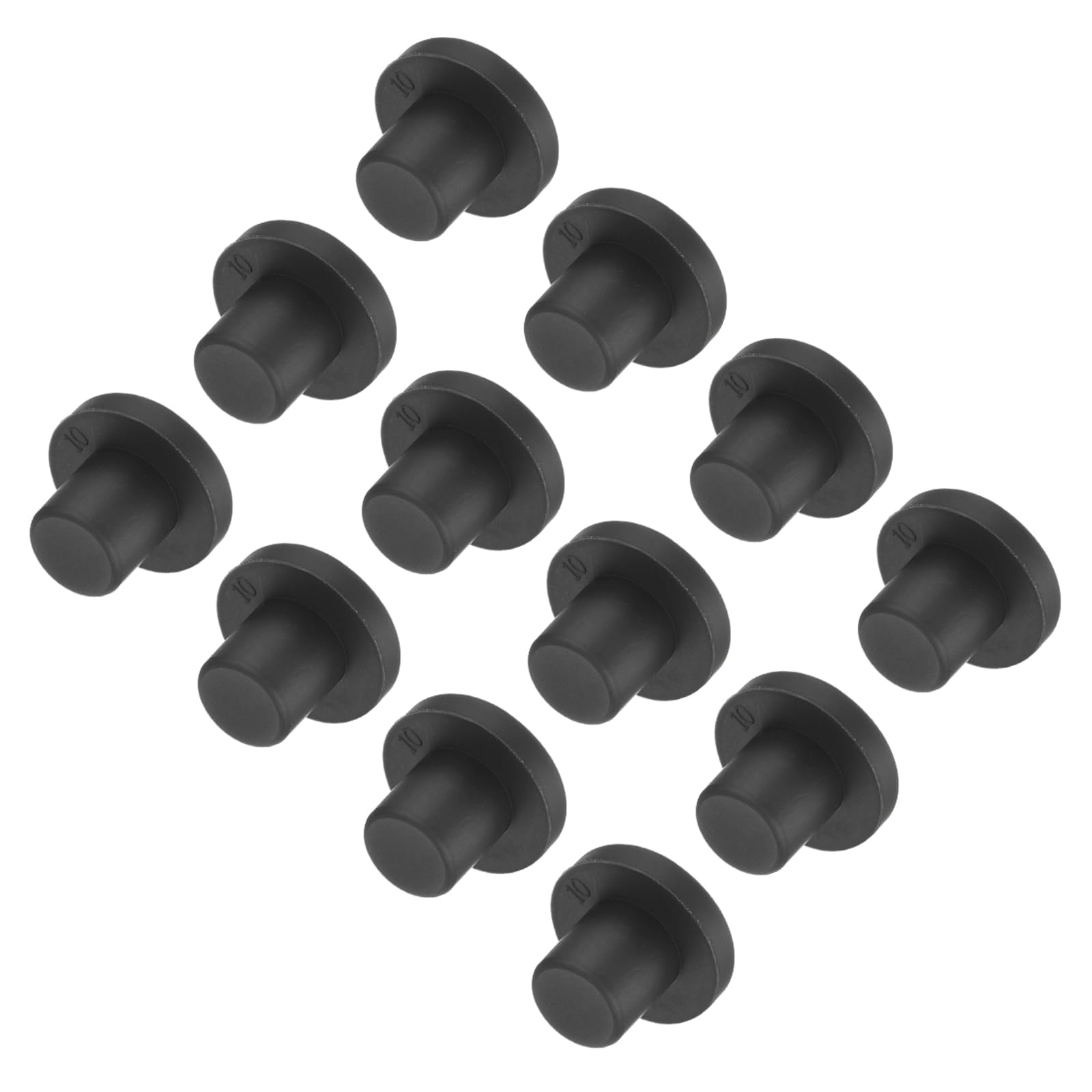 uxcell High Temp Silicone Plug Mount Dia 10mm/0.39 inch t Shaped Rubber Stopper Hole Plugs for Powder Coating Plating Waterproof Plugs Sealing Plugs Black Pack of 12(OD 18mm)