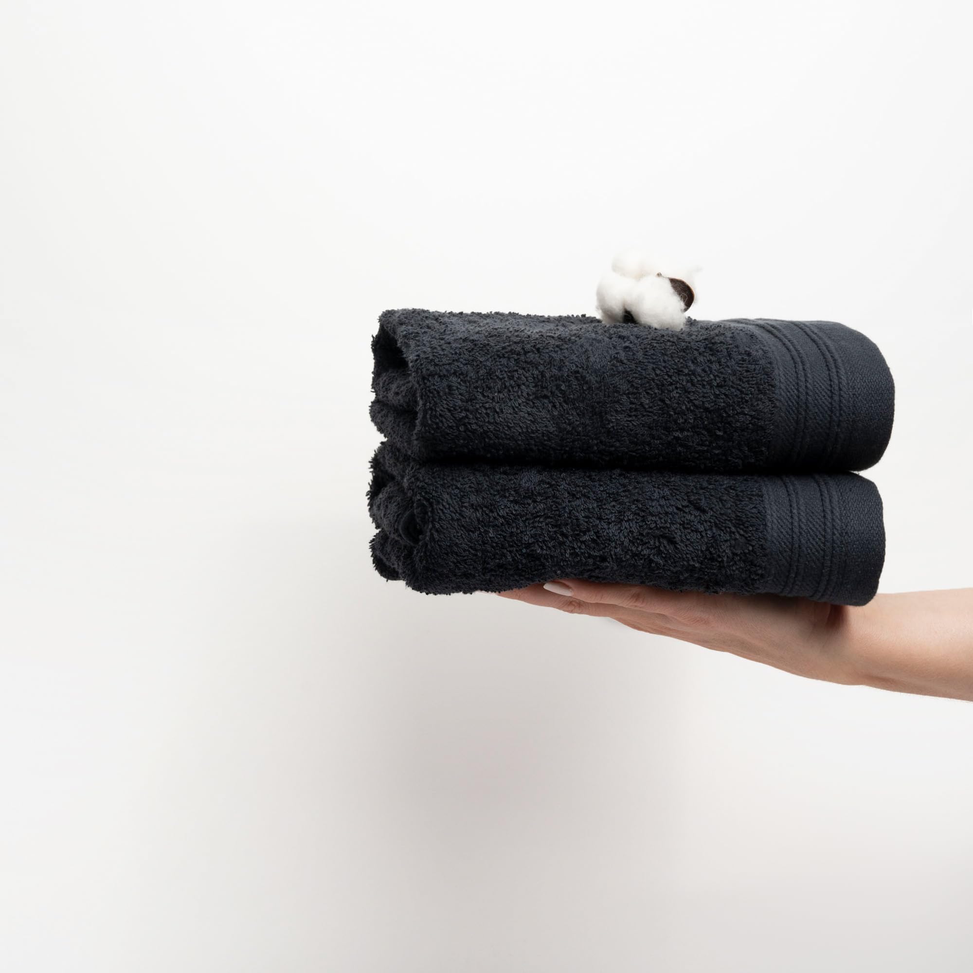 Juego de 8 toallas de mano prémium de 18 x 30 pulgadas, color: negro, 100% algodón, 8 toallas de mano ultra suaves y altamente absorbentes para baño, gimnasio, hotel, spa, lavable a máquina