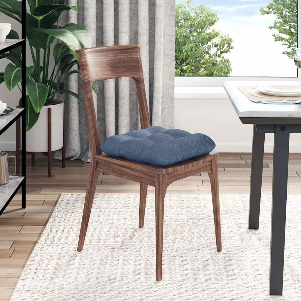 4er Set Sitzkissen 45x45 cm, Cord Stuhlkissen Blau | Weiche Stuhlauflagen mit Polyesterfüllung für Esszimmerstühle und gemütliche Stunden im Wohnzimmer.